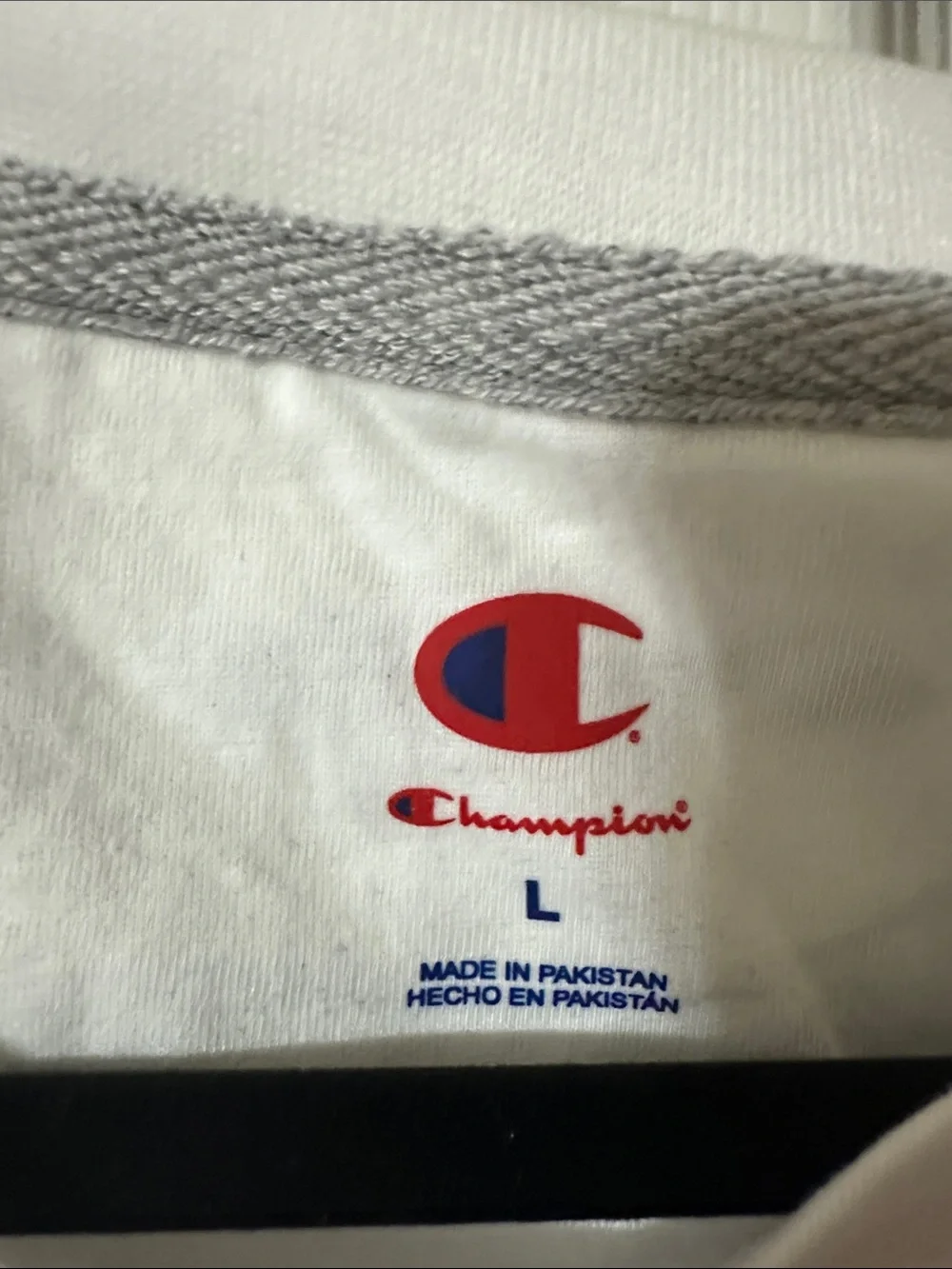 Champion White Short-Sleeve Tee with Navy Script and Red Logo - Picture 2 of 4